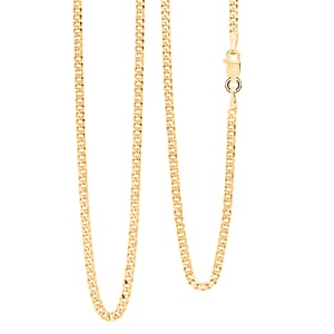 Doorbuster Flat Cuban Chain Necklace in 14K Yellow Gold Over Sterling Silver 4.10 Grams 24 Inches