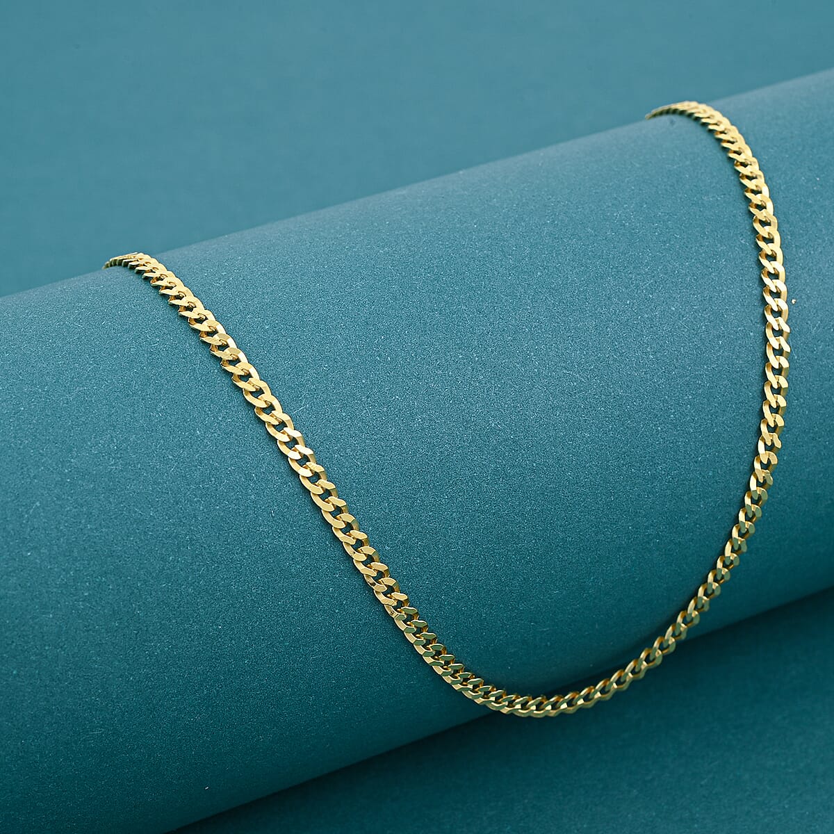 Doorbuster Flat Cuban Chain Necklace in 14K Yellow Gold Over Sterling Silver 4.10 Grams 24 Inches image number 1