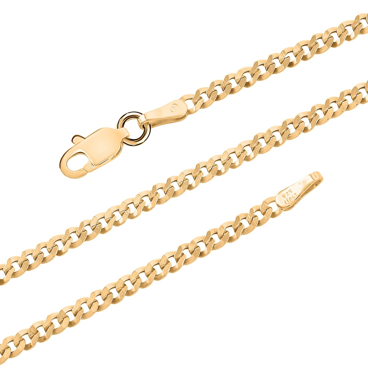 Doorbuster Flat Cuban Chain Necklace in 14K Yellow Gold Over Sterling Silver 4.10 Grams 24 Inches image number 5