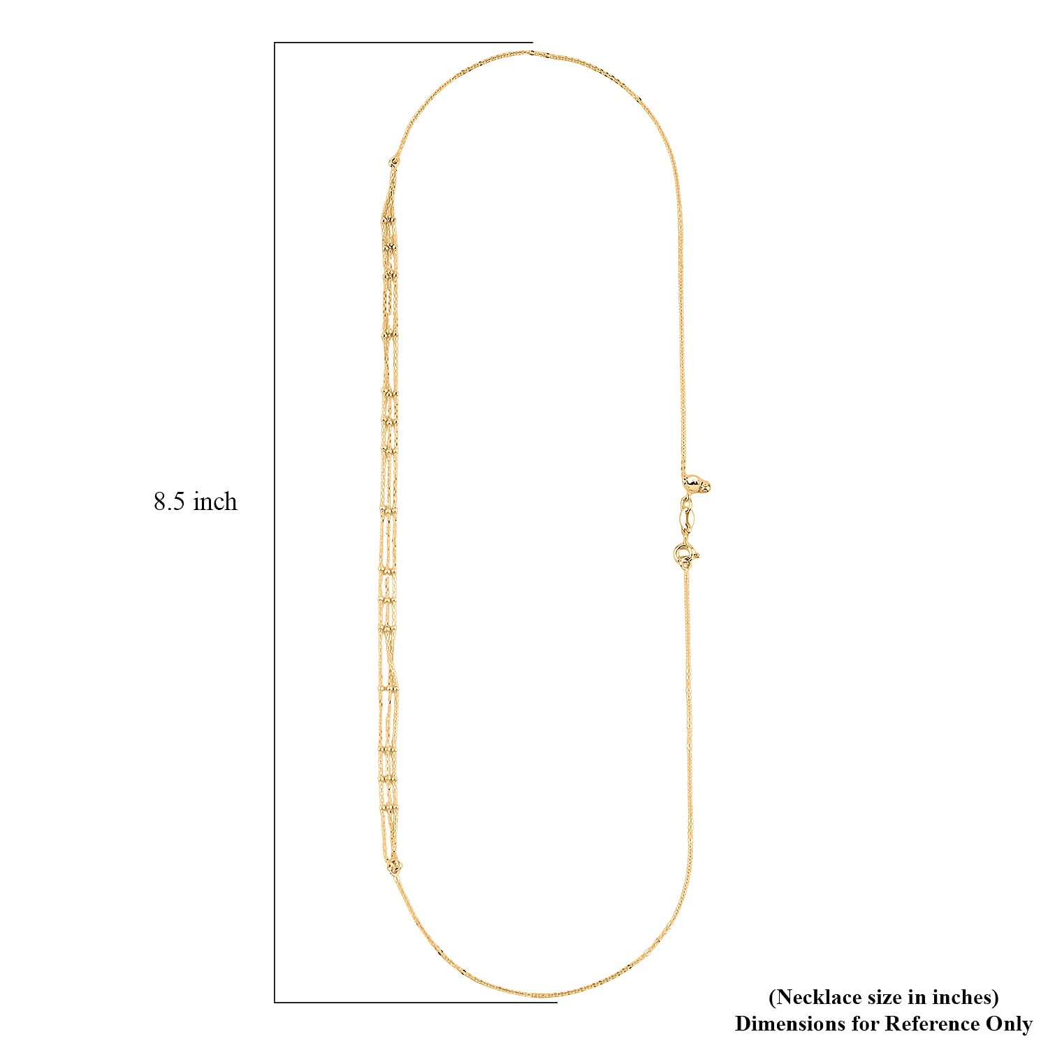 14K YG Over Sterling Silver 3 Row Station Necklace (24 Inches) (3.40 Grams)
