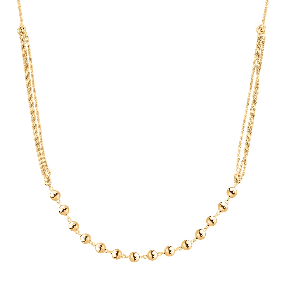 14K Yellow Gold Over Sterling Silver Beaded Link Chain Necklace 24 Inches 4 Grams image number 3