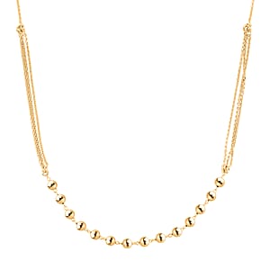 14K Yellow Gold Over Sterling Silver Beaded Link Chain Necklace 24 Inches 4 Grams