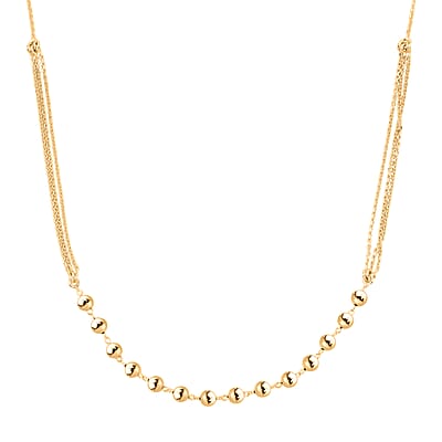 14K Yellow Gold Over Sterling Silver Beaded Link Chain Necklace 24 Inches 4 Grams