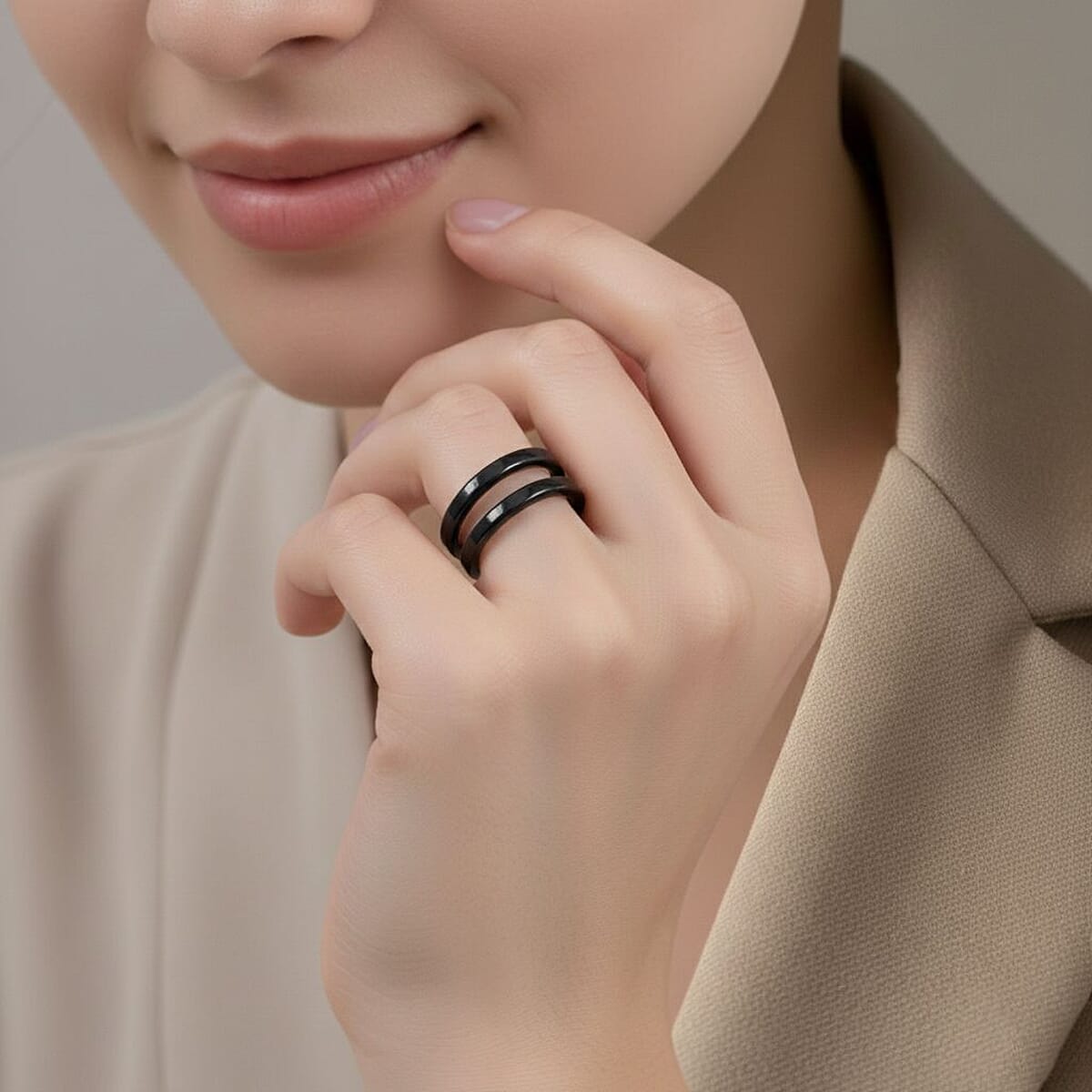 Calvin Klein ION Plated Black Stainless Steel Ring (Size 6.0) image number 2