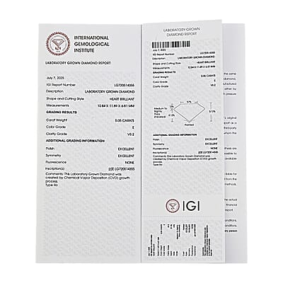 IGI Certified Luxuriant Lab Grown Diamond (Heart) (G, VS2) 5.00 ctw