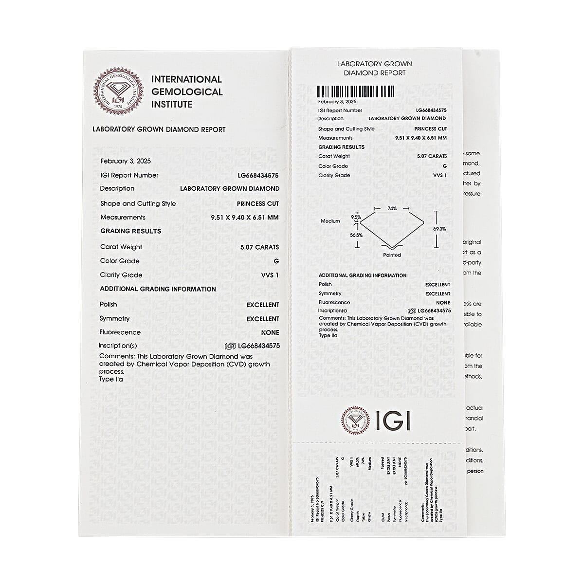 IGI Certified Luxuriant Lab Grown Diamond (Princess) (G, VS2) 5.00 ctw image number 6