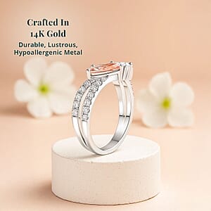 Luxuriant Lab Grown Pink Diamond, Lab Grown Diamond Promise Duo Ring in 14K White Gold 2.00 ctw (Size 5.0)