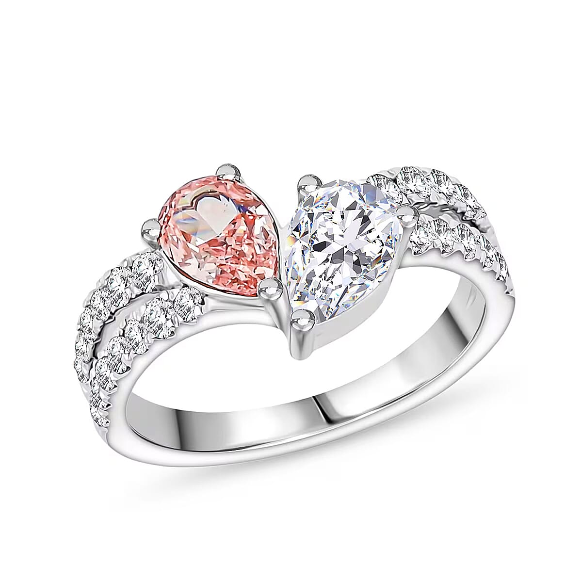 Luxuriant Lab Grown Pink Diamond (IR) and Lab Grown Diamond VS2 2.00 ctw Ring in 14K White Gold (Size 6.0) 4.10 Grams image number 0