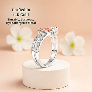 Luxuriant Lab Grown Pink Diamond, Lab Grown Diamond Promise Duo Ring in 14K White Gold 2.00 ctw (Size 6.0)