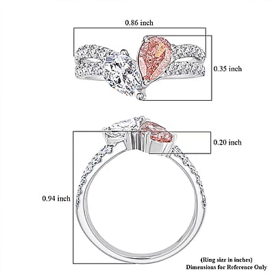 Luxuriant Lab Grown Pink Diamond, Lab Grown Diamond Promise Duo Ring in 14K White Gold 2.00 ctw (Size 6.0)