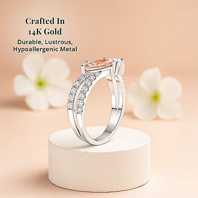 Luxuriant Lab Grown Pink Diamond, Lab Grown Diamond Promise Duo Ring in 14K White Gold 2.00 ctw (Size 7.0)