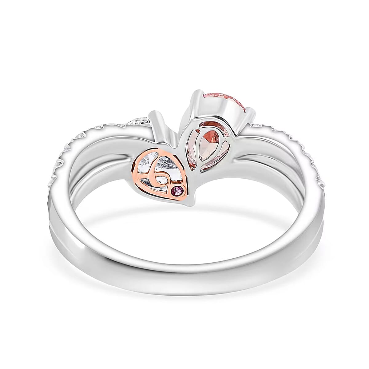 Luxuriant Lab Grown Pink Diamond, Lab Grown Diamond Promise Duo Ring in 14K White Gold 2.00 ctw (Size 7.0) image number 7