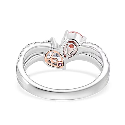 Luxuriant Lab Grown Pink Diamond, Lab Grown Diamond Promise Duo Ring in 14K White Gold 2.00 ctw (Size 7.0)