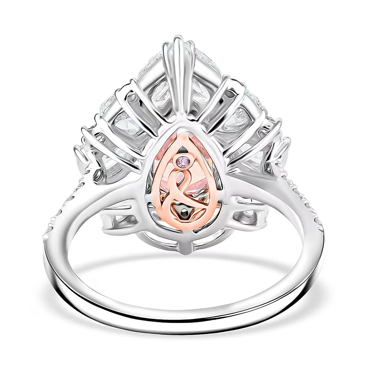 Luxuriant Lab Grown Pink Diamond (IR) and Lab Grown Diamond VS2 4.50 ctw Ring in 14K White Gold (Size 8.0) 5.05 Grams image number 7
