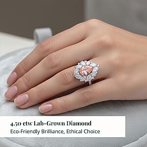 Luxuriant Lab Grown Pink Diamond and Lab Grown Diamond VS2 4.50 ctw Ring in 14K White Gold (Size 8.5) 5.05 Grams