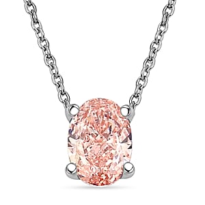 Luxuriant Lab Grown Pink Diamond (IR) VS2 1.00 ctw Necklace 16 Inches in 14K White Gold 