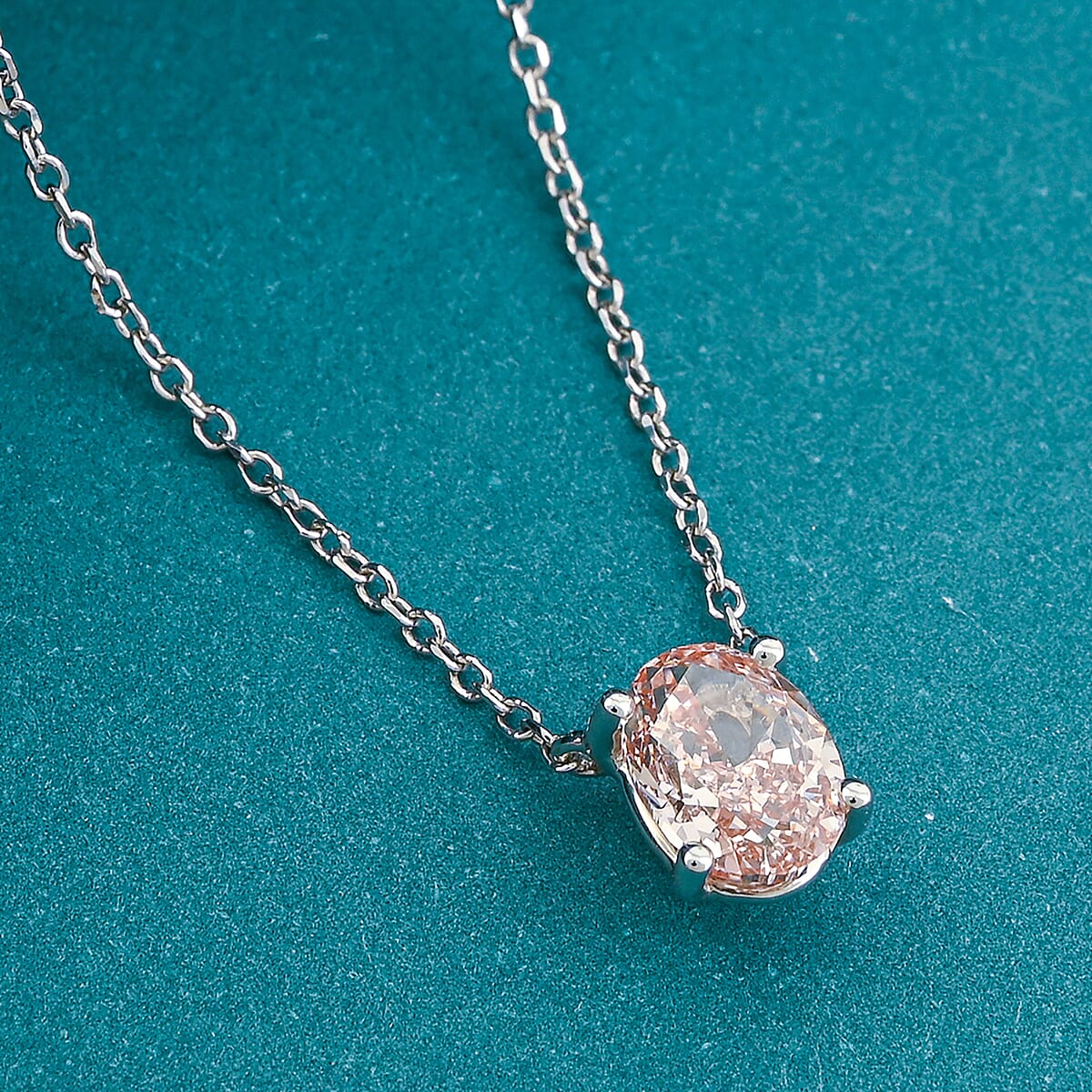 Luxuriant Lab Grown Pink Diamond (IR) VS2 1.00 ctw Necklace 16 Inches in 14K White Gold  image number 1