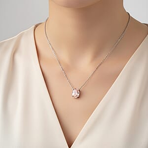 Luxuriant Lab Grown Pink Diamond (IR) VS2 1.00 ctw Necklace 16 Inches in 14K White Gold 