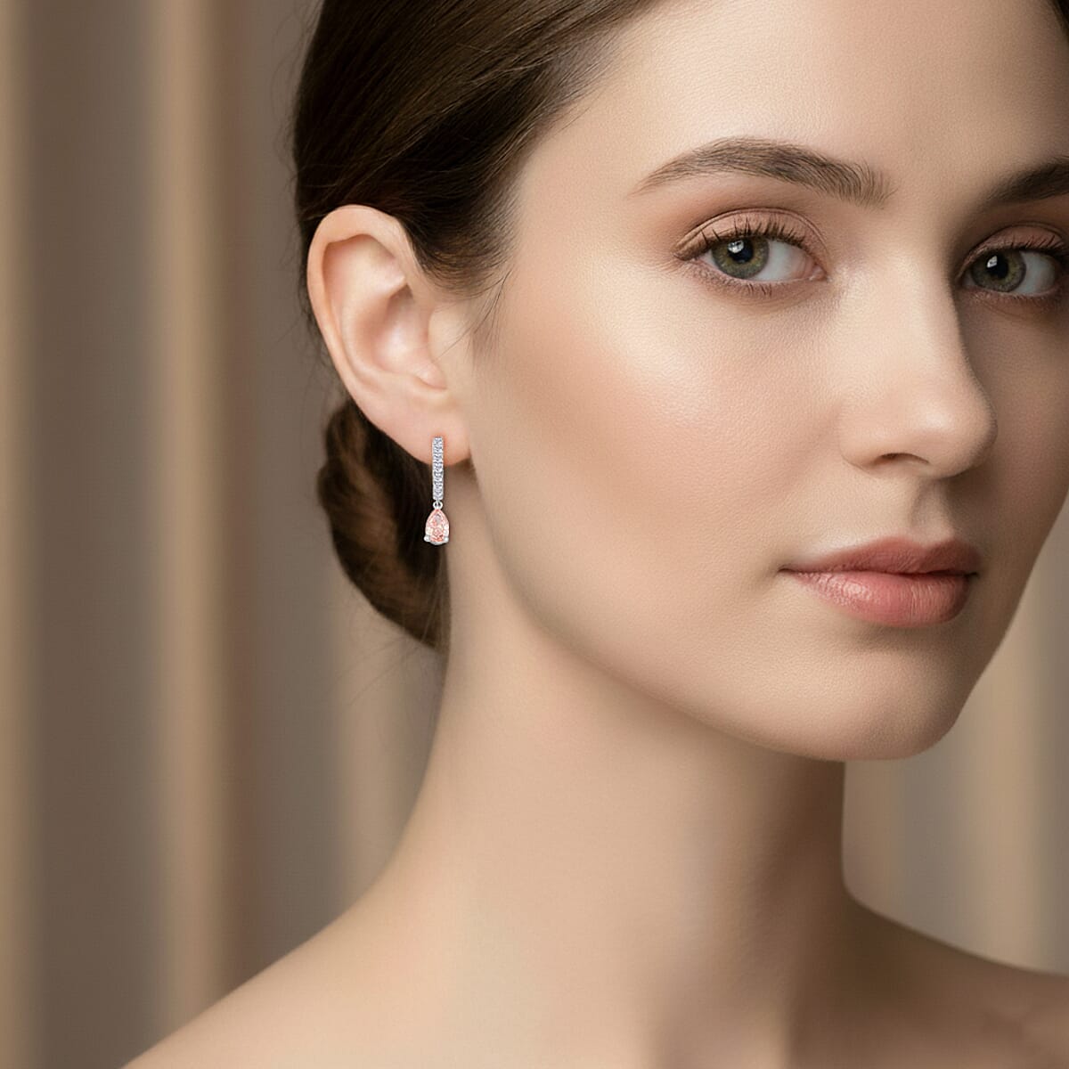 Luxuriant Lab Grown Pink Diamond (IR) and Lab Grown Diamond VS2 2.00 ctw Earrings in 14K White Gold image number 2