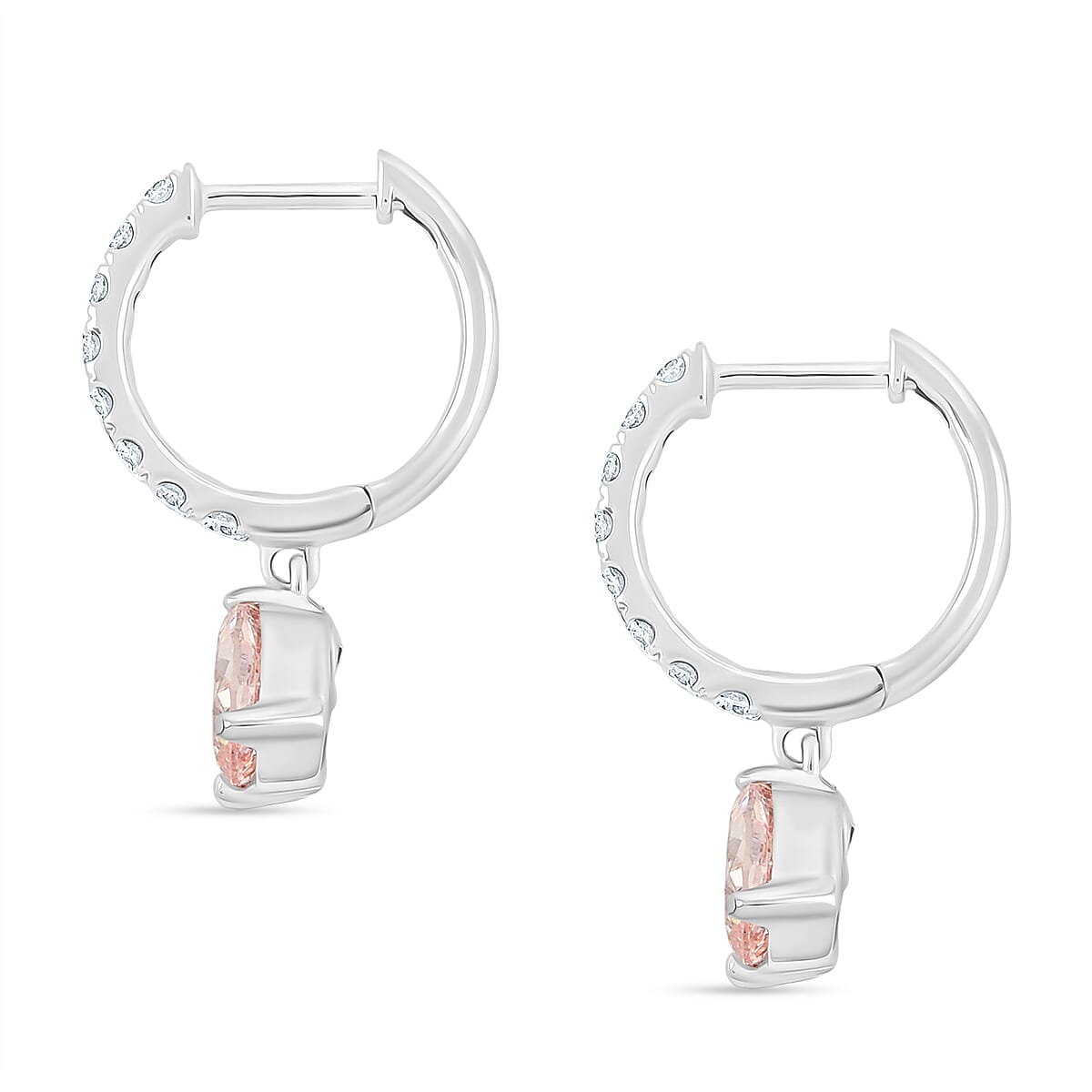 Luxuriant Lab Grown Pink Diamond (IR) and Lab Grown Diamond VS2 2.00 ctw Earrings in 14K White Gold image number 3