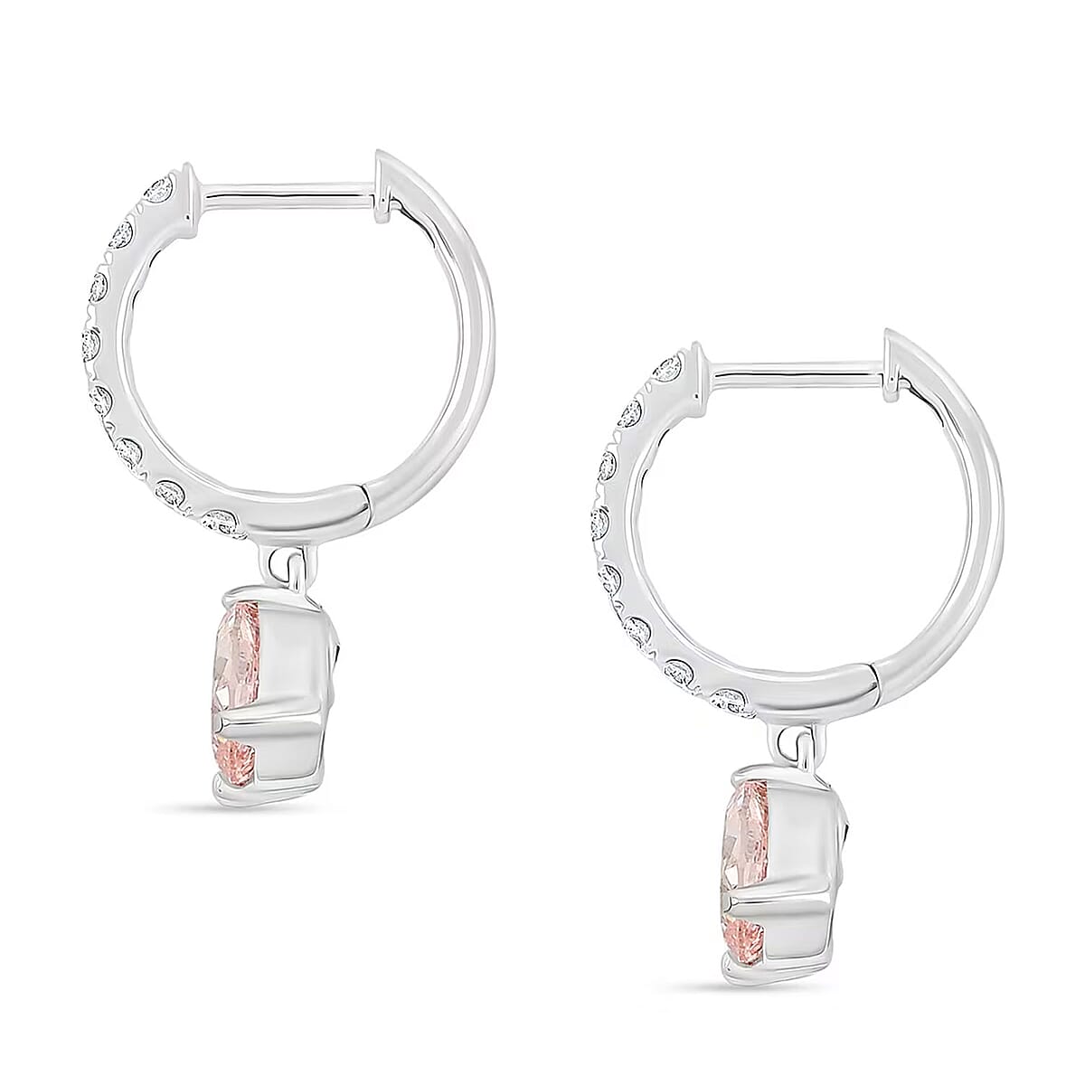 Luxuriant Lab Grown Pink Diamond (IR) and Lab Grown Diamond VS2 2.00 ctw Earrings in 14K White Gold image number 7