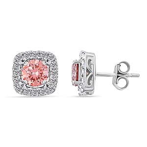 Luxuriant Lab Grown Pink Diamond (IR) and Lab Grown Diamond VS-SI 2.00 ctw Earrings in 14K White Gold