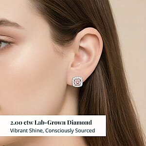 Luxuriant Lab Grown Pink Diamond (IR) and Lab Grown Diamond VS-SI 2.00 ctw Earrings in 14K White Gold