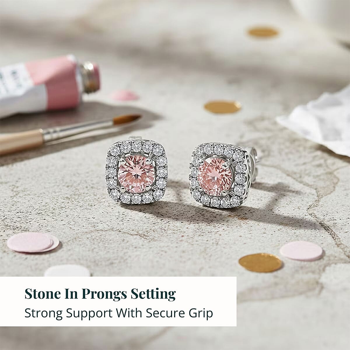 14K White Gold Luxuriant Lab Grown Pink Diamond (IR) and Lab Grown Diamond (VS-SI) Earrings 2.00 ctw image number 4