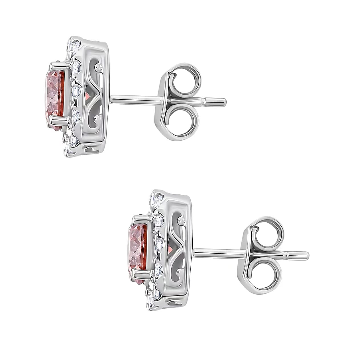 14K White Gold Luxuriant Lab Grown Pink Diamond (IR) and Lab Grown Diamond (VS-SI) Earrings 2.00 ctw image number 7