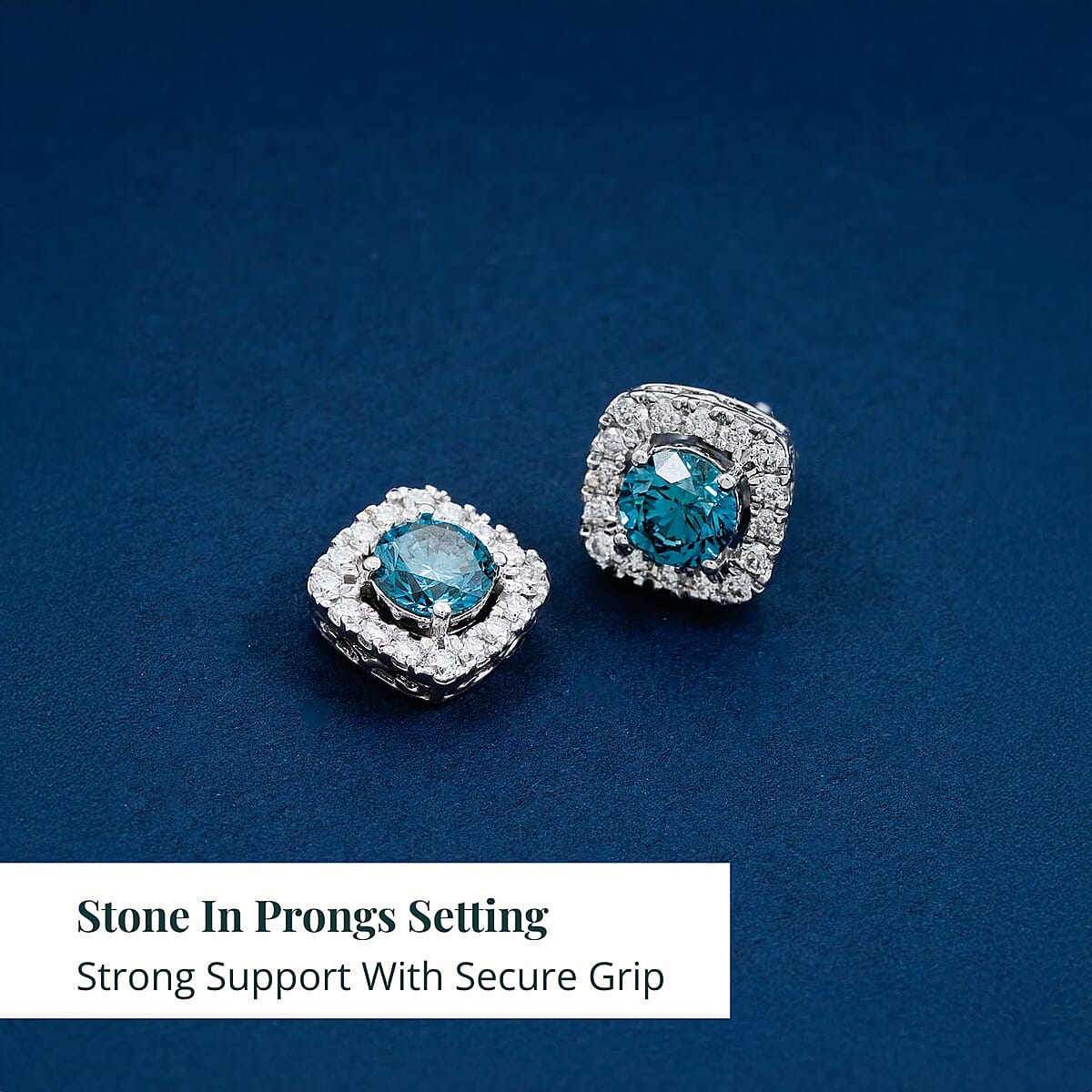 Luxuriant Lab Grown Blue Diamond (IR) and Lab Grown Diamond VS-SI 2.00 ctw Earrings in 14K White Gold image number 4