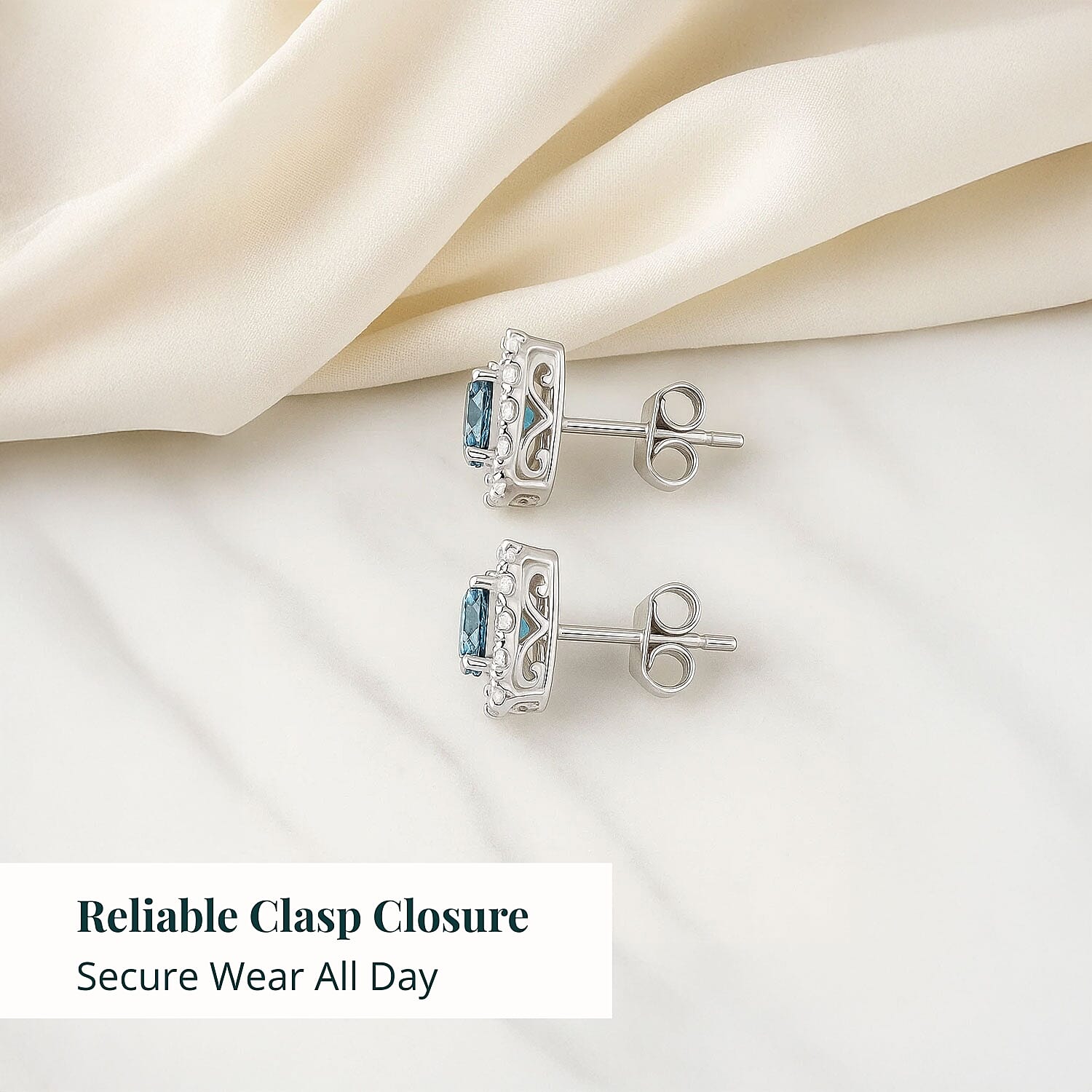 Luxuriant Lab Grown Blue Diamond (IR) and Lab Grown Diamond VS-SI 2.00 ctw Earrings in 14K White Gold