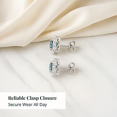Luxuriant Lab Grown Blue Diamond (IR) and Lab Grown Diamond VS-SI 2.00 ctw Earrings in 14K White Gold