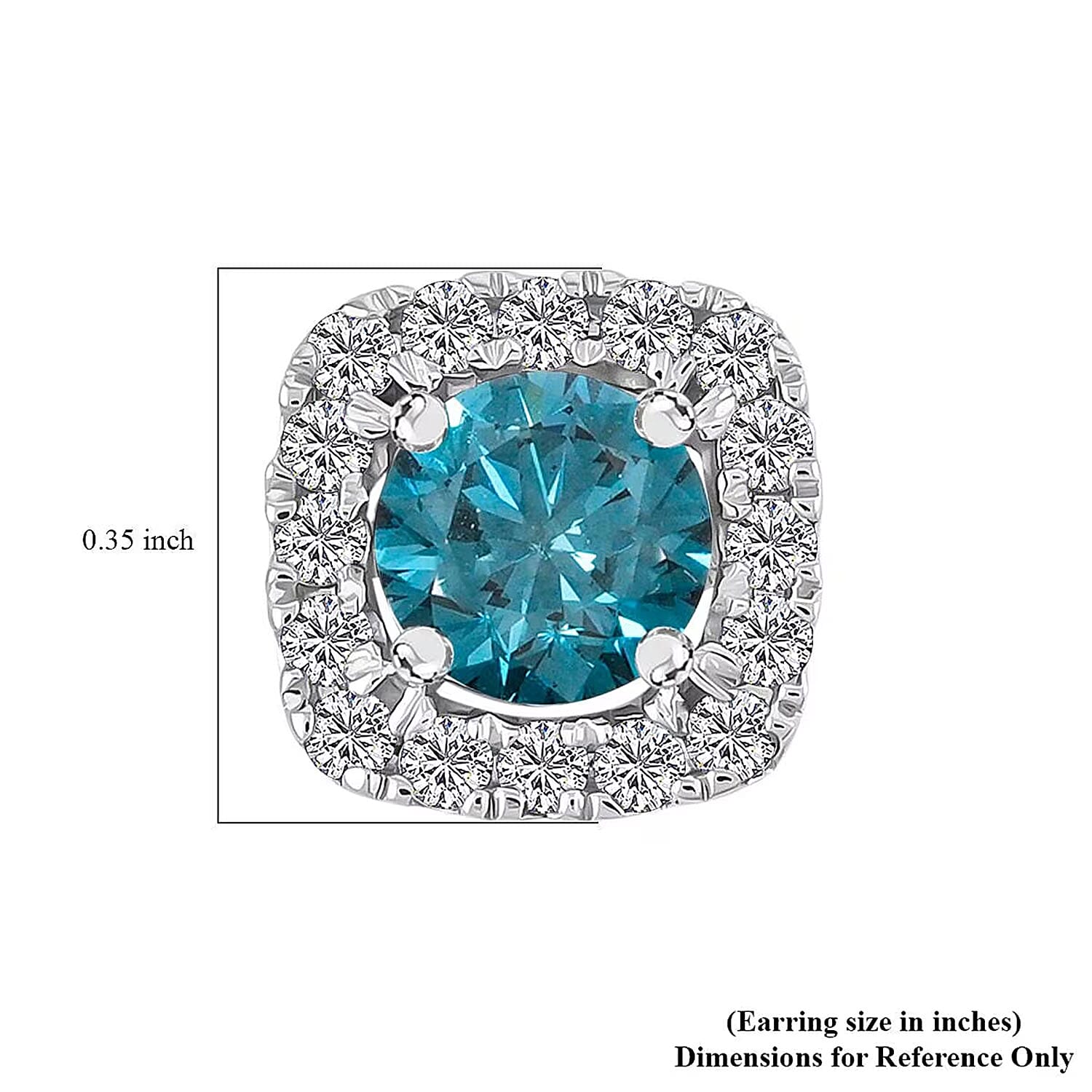 Luxuriant Lab Grown Blue Diamond (IR) and Lab Grown Diamond VS-SI 2.00 ctw Earrings in 14K White Gold