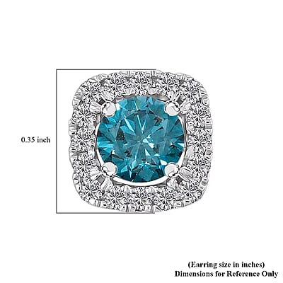 Luxuriant Lab Grown Blue Diamond (IR) and Lab Grown Diamond VS-SI 2.00 ctw Earrings in 14K White Gold