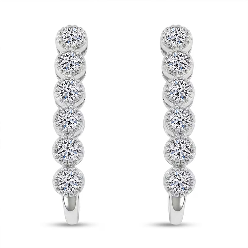 Luxuriant Lab Grown Diamond VS-SI 0.75 ctw Hoop Earrings in Sterling Silver