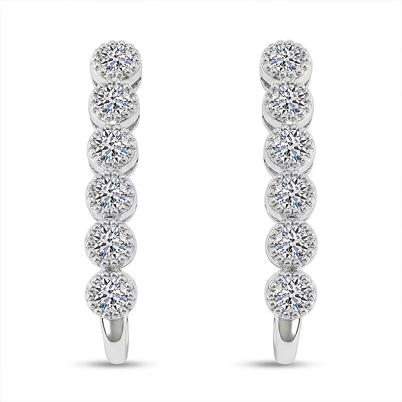 Luxuriant Lab Grown Diamond VS-SI 0.75 ctw Hoop Earrings in Sterling Silver