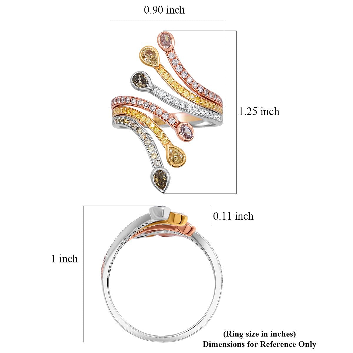Modani 14K Tri-Color Gold Multi Color Diamond (SI) Ring (Size 10.0) (4.65 g) 1.23 ctw image number 4