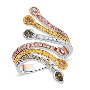 Pre Black Friday Deal Modani Closeout 14K Tri-Color Gold Multi Color Diamond (SI) Ring (Size 6.0) (4.65 g) 1.23 ctw