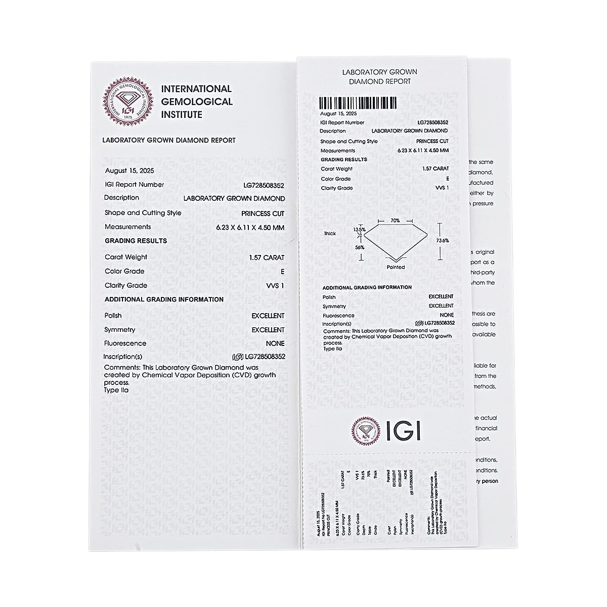 IGI Certified Luxuriant Lab Grown Diamond (Square) (VS) 1.50 ctw