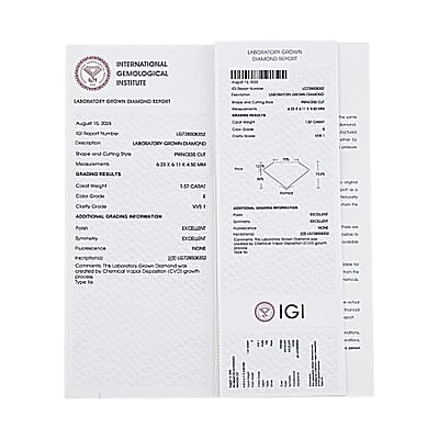 IGI Certified Luxuriant Lab Grown Diamond (Square) (VS) 1.50 ctw
