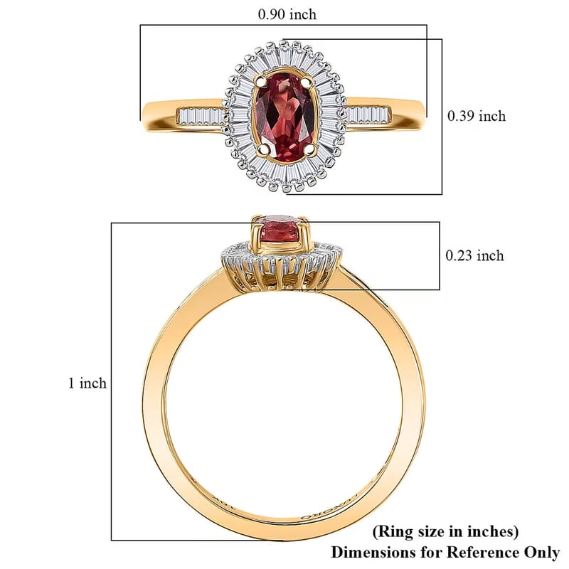 Luxoro Padparadscha Sapphire, Diamond Sunburst Ring in 10K Yellow Gold 0.90 ctw (Size 6.0)