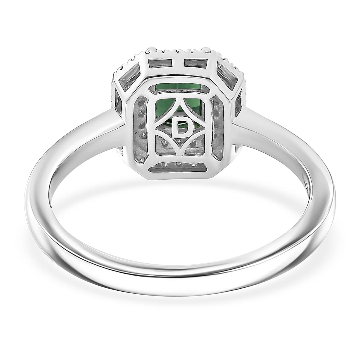 D'Joy Premium Pirineu Lagoon Tourmaline and Moissanite 1.25 ctw Ring in Rhodium Over Sterling Silver (Size 7.0) image number 4