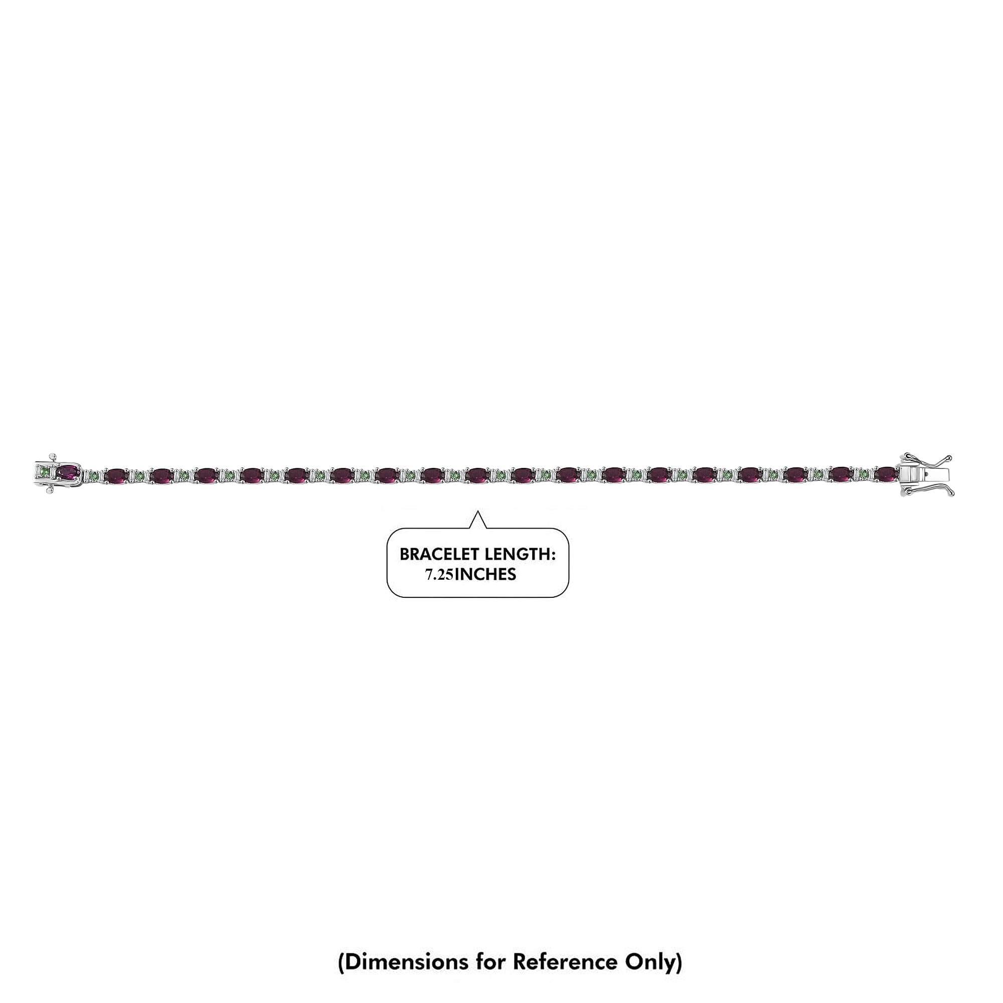 D'Joy Premium Radiant Ember Garnet and Multi Gemstone 6.85 ctw Garden Link Bracelet in Rhodium Over Sterling Silver (7.25 In)