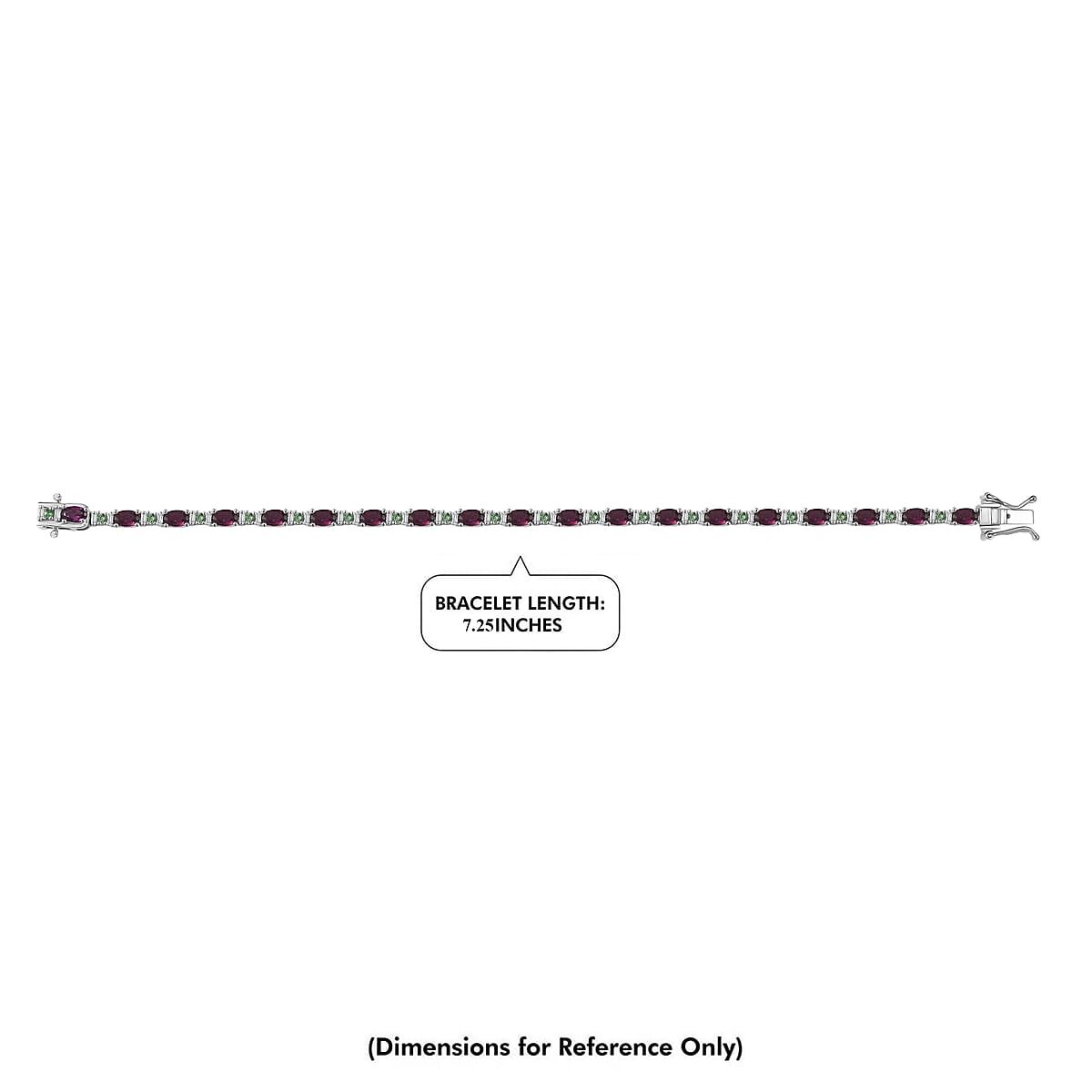 D'Joy Premium Radiant Ember Garnet and Multi Gemstone 6.85 ctw Garden Link Bracelet in Rhodium Over Sterling Silver (7.25 In) image number 4