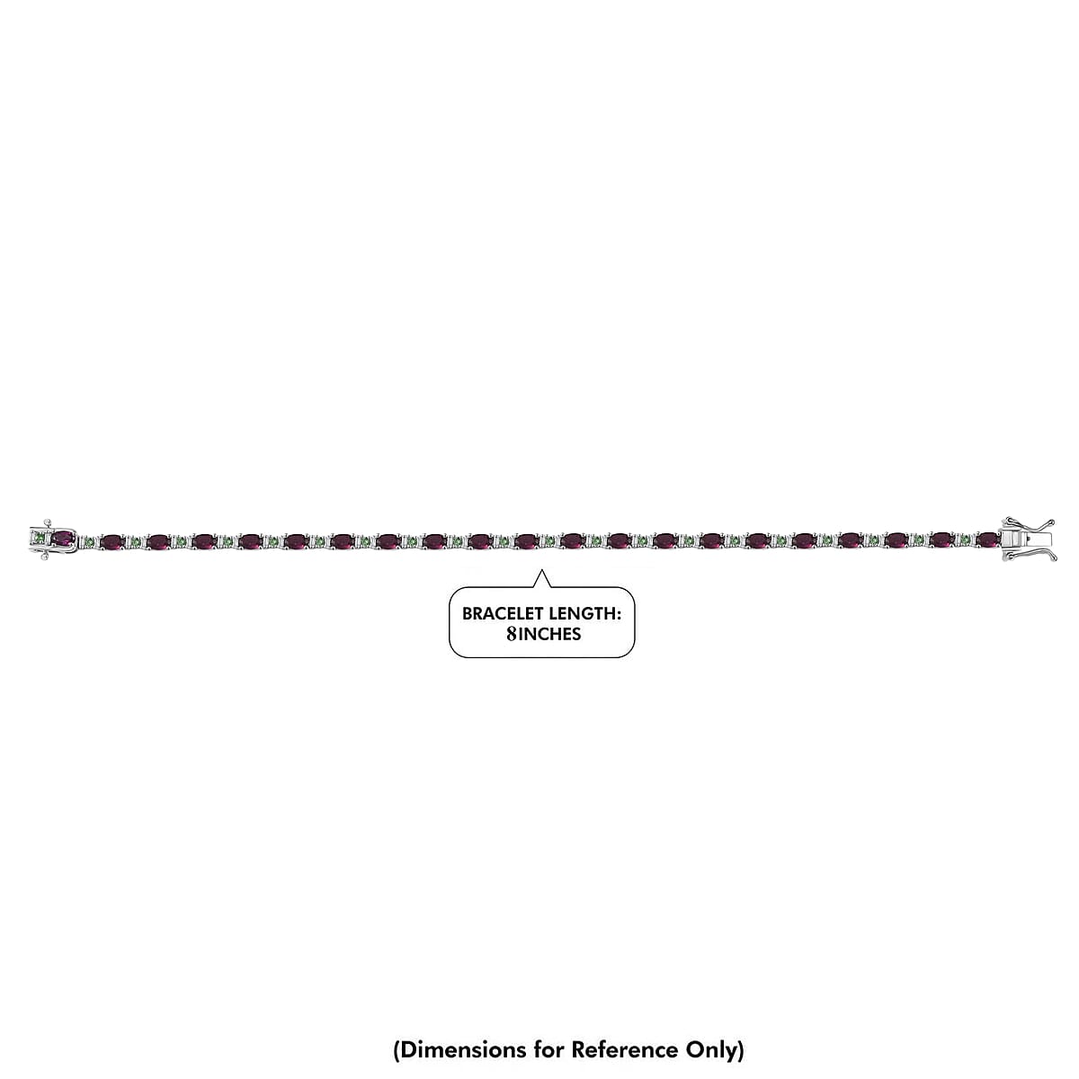 D'Joy Premium Radiant Ember Garnet and Multi Gemstone 7.60 ctw Garden Link Bracelet in Rhodium Over Sterling Silver (8.00 In) image number 4