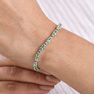 D'Joy Tsavorite Garnet and Multi Gemstone 5.75 ctw Bracelet in Rhodium Over Sterling Silver (7.25 In)