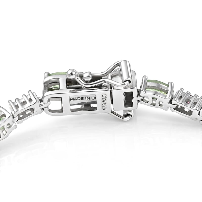 D'Joy Tsavorite Garnet and Multi Gemstone 5.75 ctw Garden Link Bracelet in Rhodium Over Sterling Silver (7.25 In)