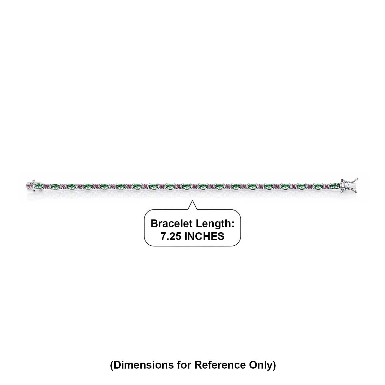 D'Joy Tsavorite Garnet and Multi Gemstone 5.75 ctw Garden Link Bracelet in Rhodium Over Sterling Silver (7.25 In)
