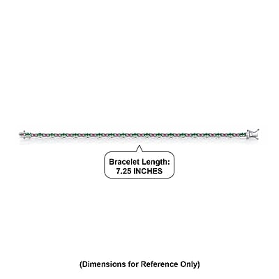 D'Joy Tsavorite Garnet and Multi Gemstone 5.75 ctw Garden Link Bracelet in Rhodium Over Sterling Silver (7.25 In)