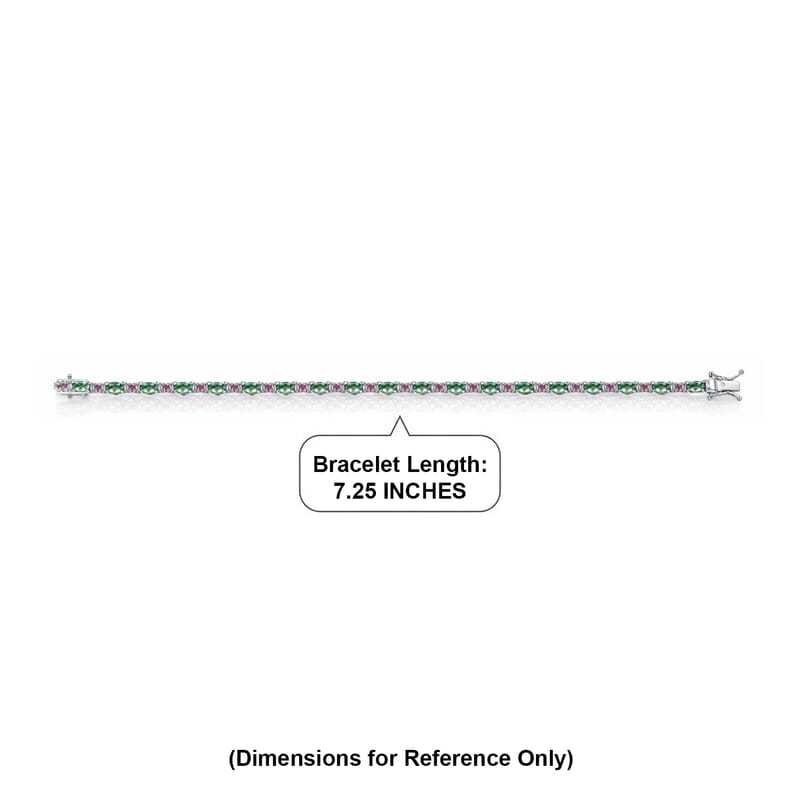 D'Joy Tsavorite Garnet and Multi Gemstone 5.75 ctw Garden Link Bracelet in Rhodium Over Sterling Silver (7.25 In)
